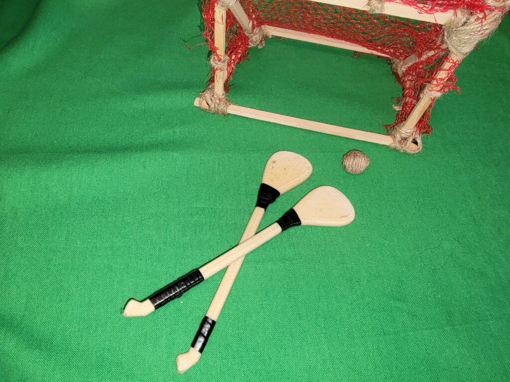 2 printed hurleys on the model playing field 